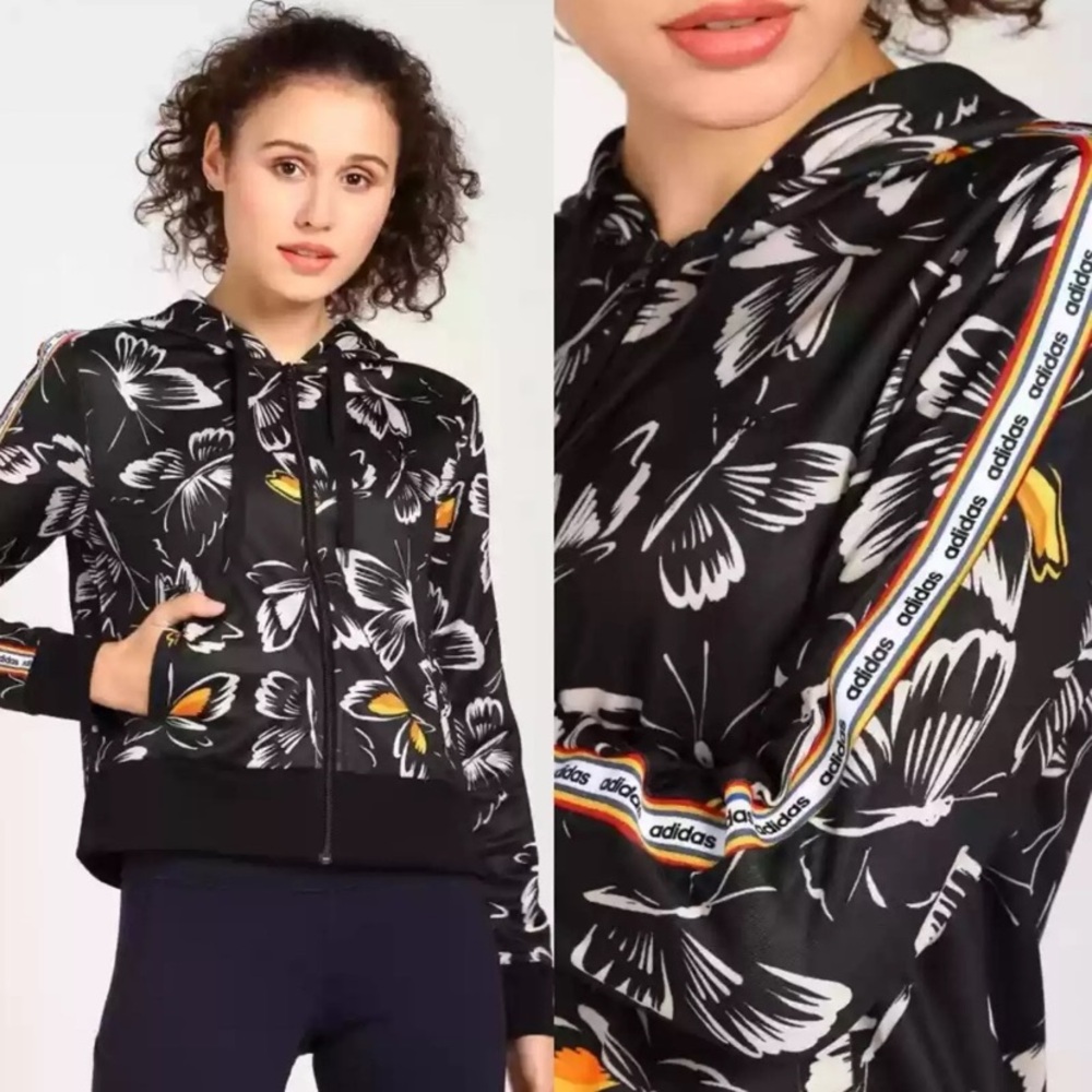 adidas Black Floral Bomber Jacket